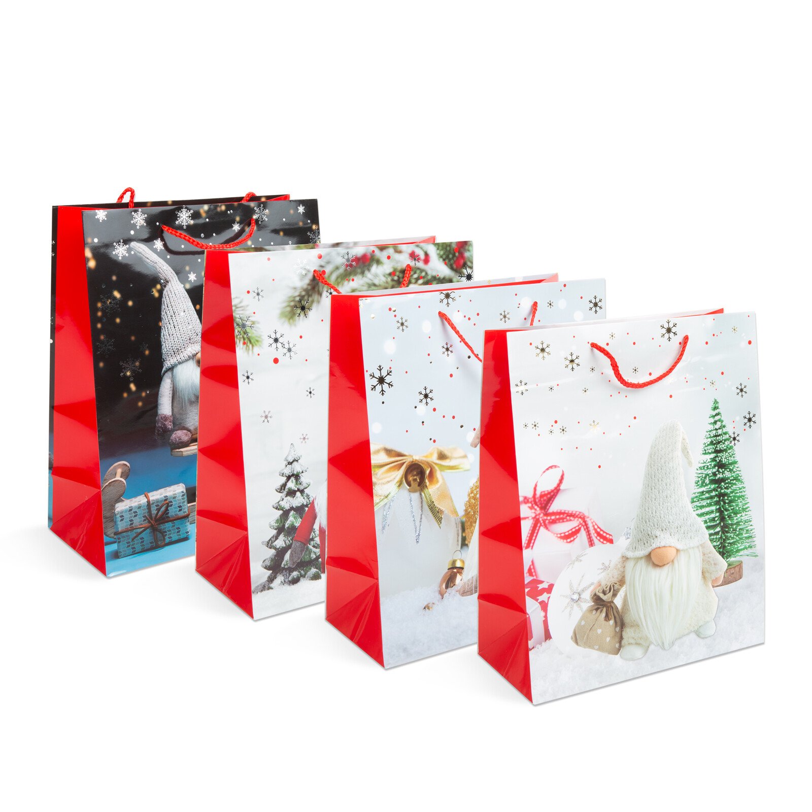 Pungă cadou pentru Crăciun - hârtie - 265 x 127 x 330 mm - 4 tipuri/ pachet thumb