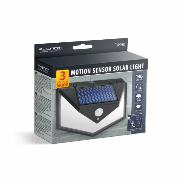 Reflector solar cu senzor de miscare - perete - 136 LED