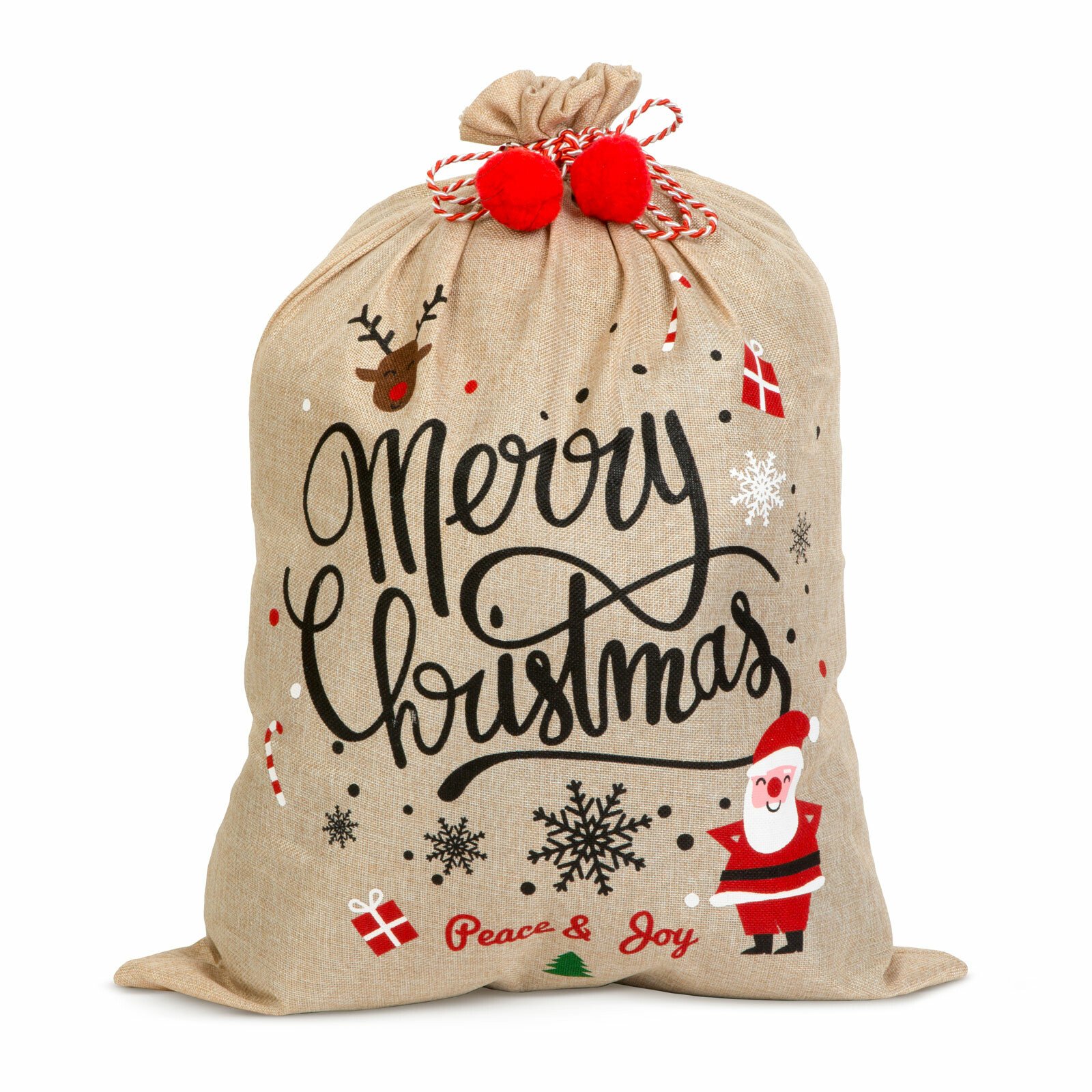 Sacul lui Moș Crăciun - 70 x 50 cm - din pânză de sac thumb