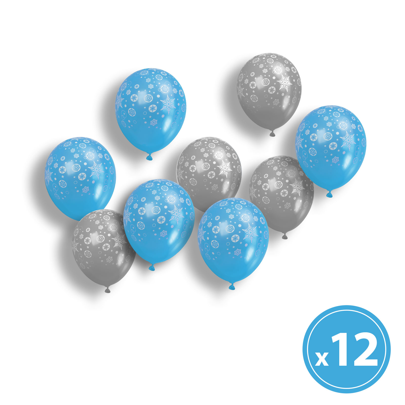 Set baloane - albastru, argintiu, cu motive de Crăciun - 12 piese / pachet thumb