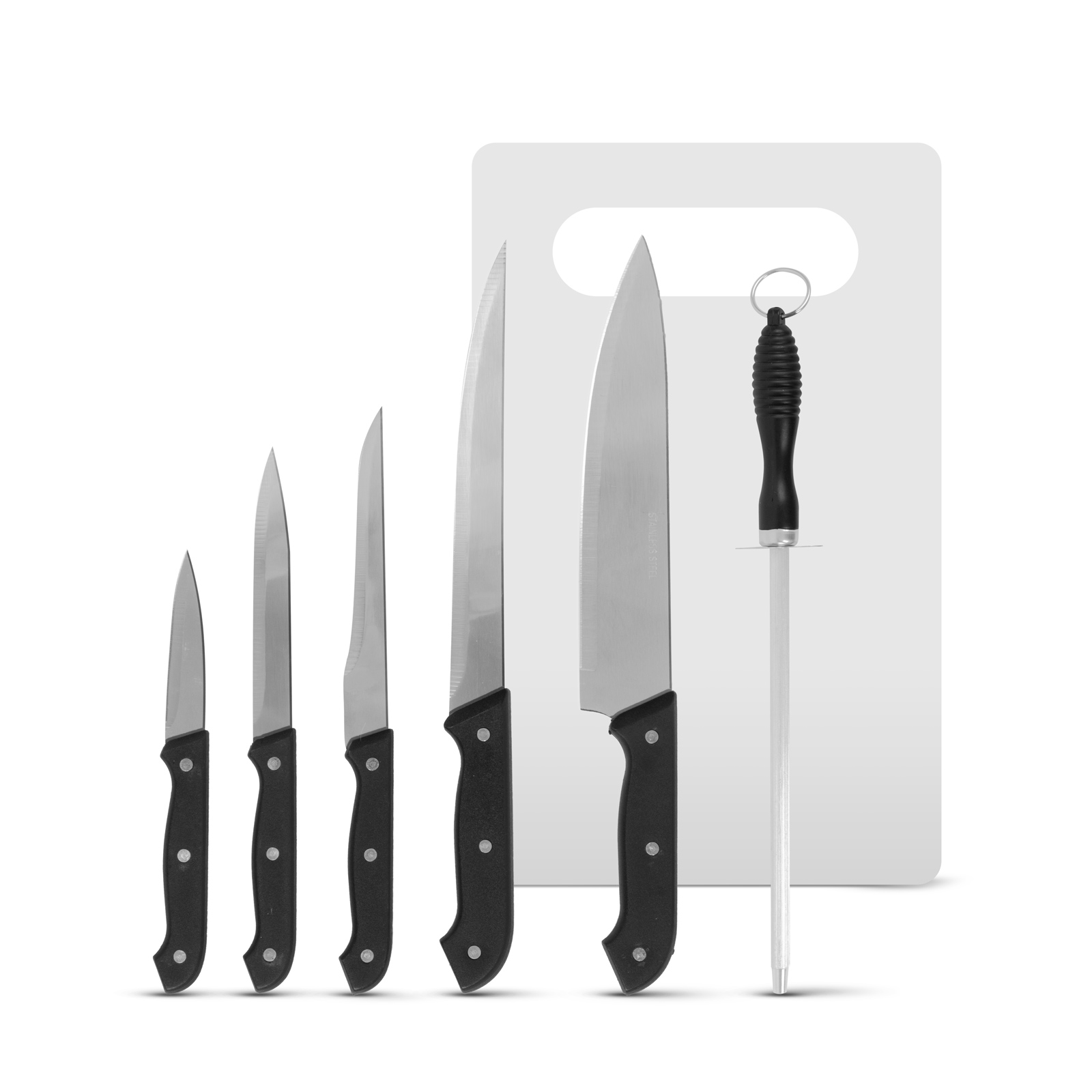 Set cuțite de bucătărie - cu pilă pentru ascuțit și tocător thumb