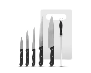 Set cuțite de bucătărie - cu pilă pentru ascuțit și tocător