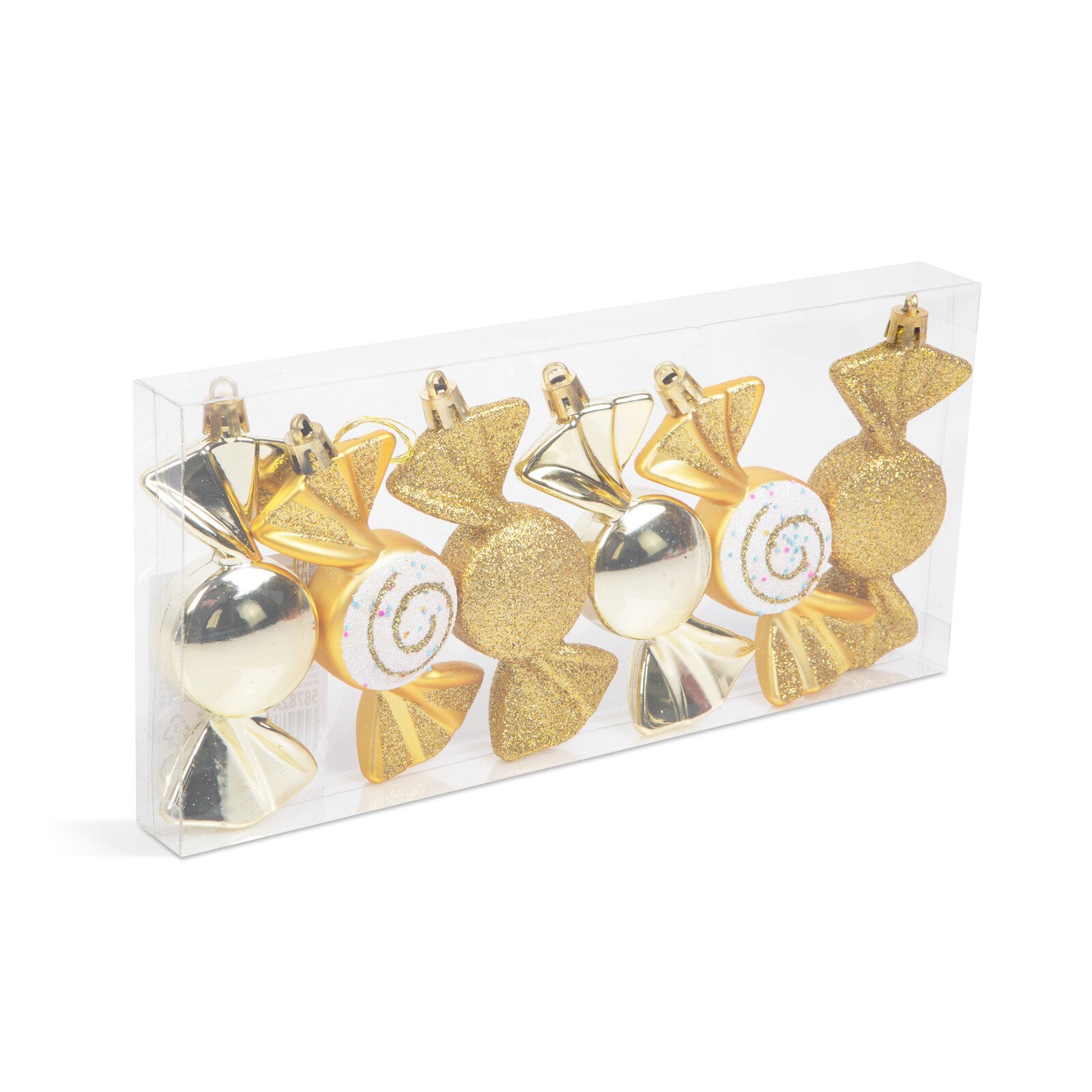 Set decor brad - bomboane aurii - 10 x 3,6 cm - 6 buc/set thumb