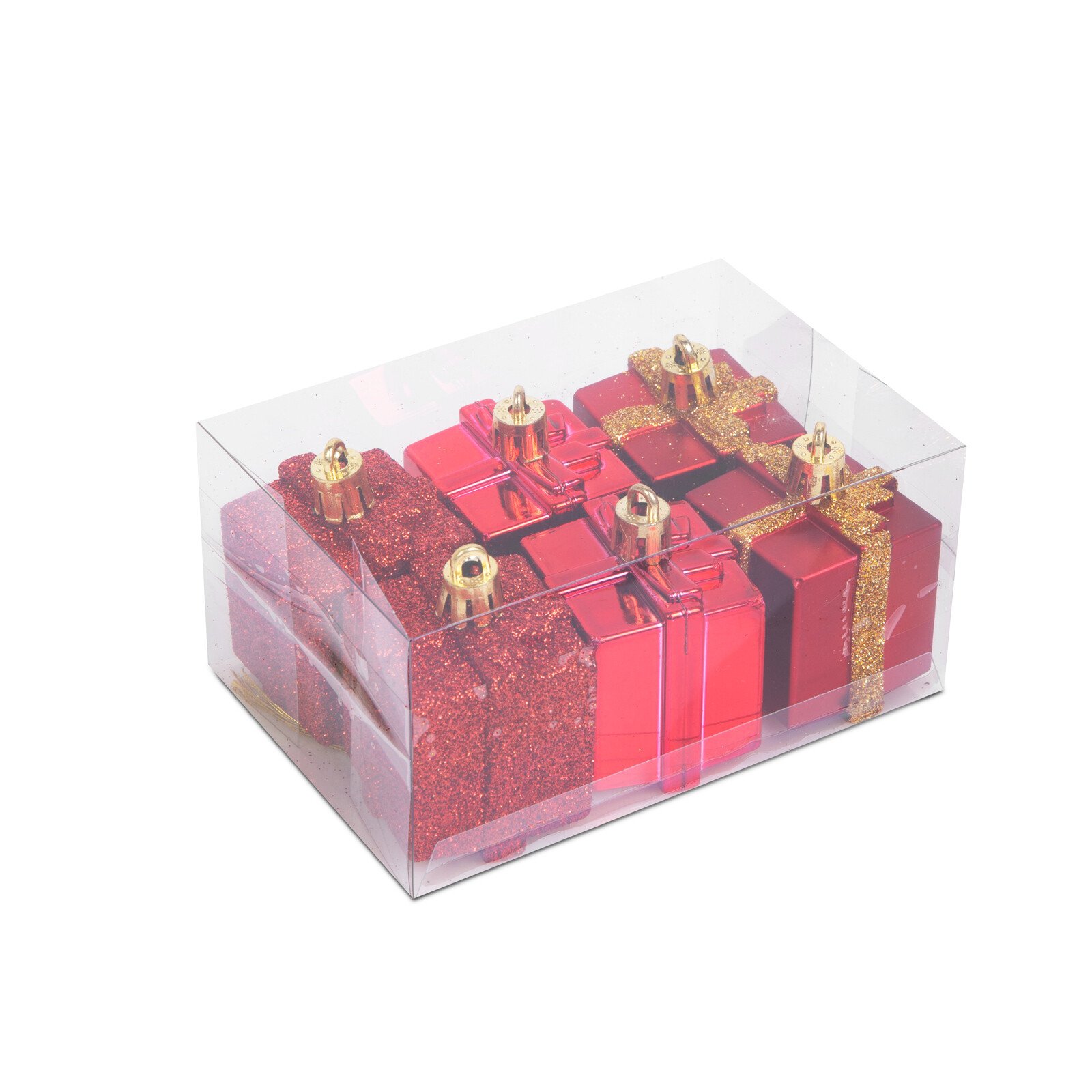 Set decor brad - cadouri roșii - 4,5 cm - 6 buc/set thumb