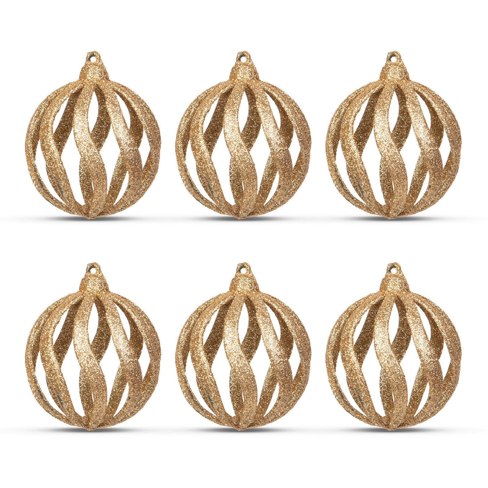 Set decor brad - globuri aurii strălucitoare - 7 cm - 6 buc/pachet thumb