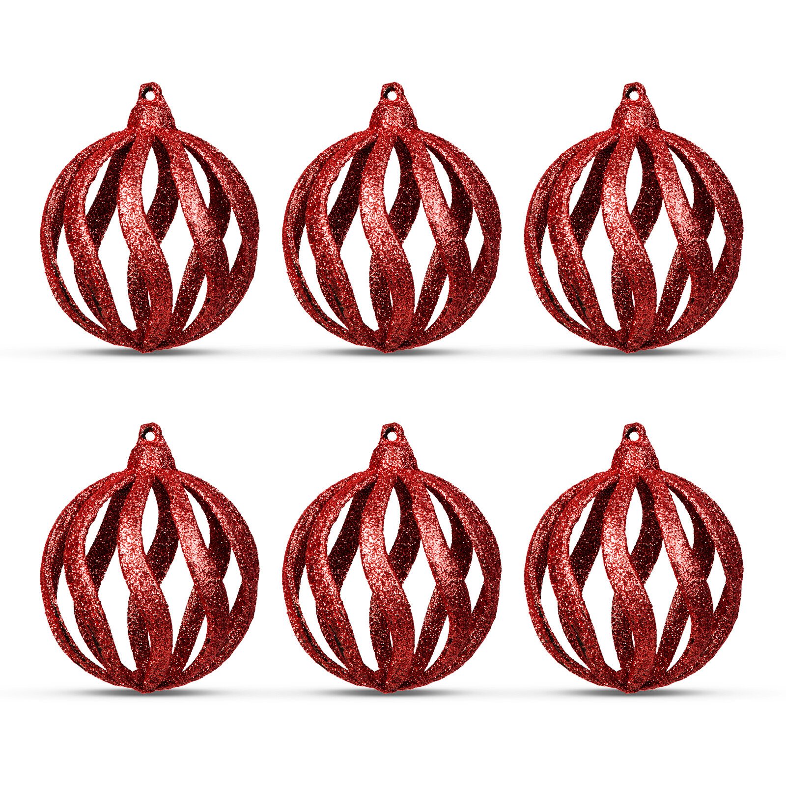 Set decor brad - globuri roșii strălucitoare - 7 cm - 6 buc/pachet thumb