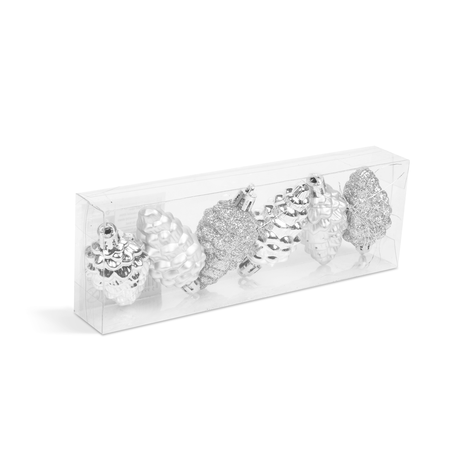 Set decor pentru brad - conuri argintii - 6 cm - 6 buc / set thumb