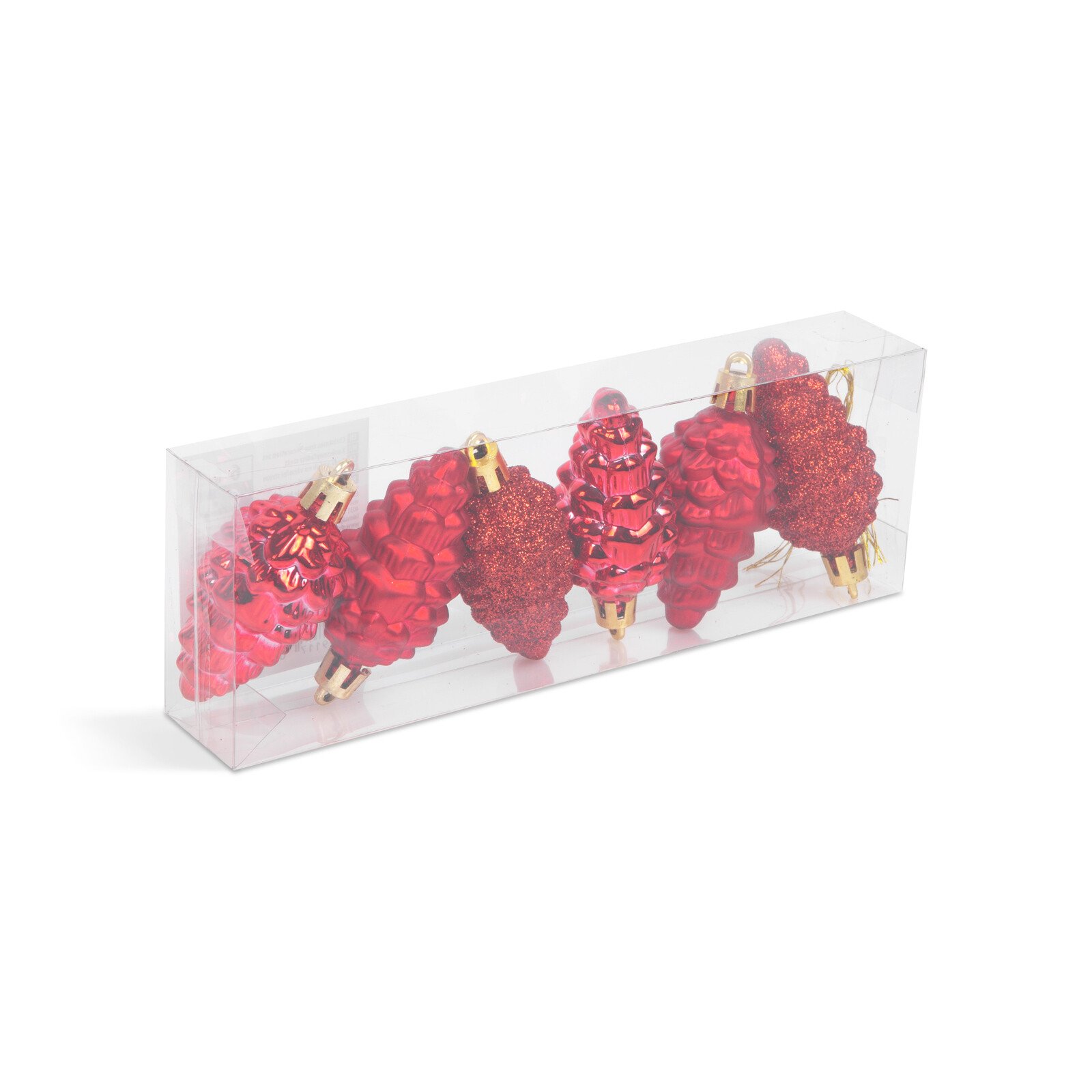 Set decor pentru brad - conuri roșii - 6 cm - 6 buc / set thumb