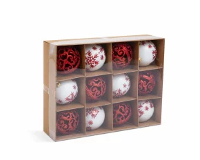 Set decor pentru brad - globuri - 6 cm - 12 buc / set