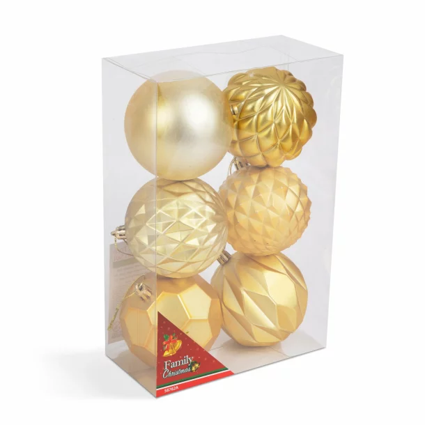 Set globuri aurii pentru brad - 6 piese /pachet