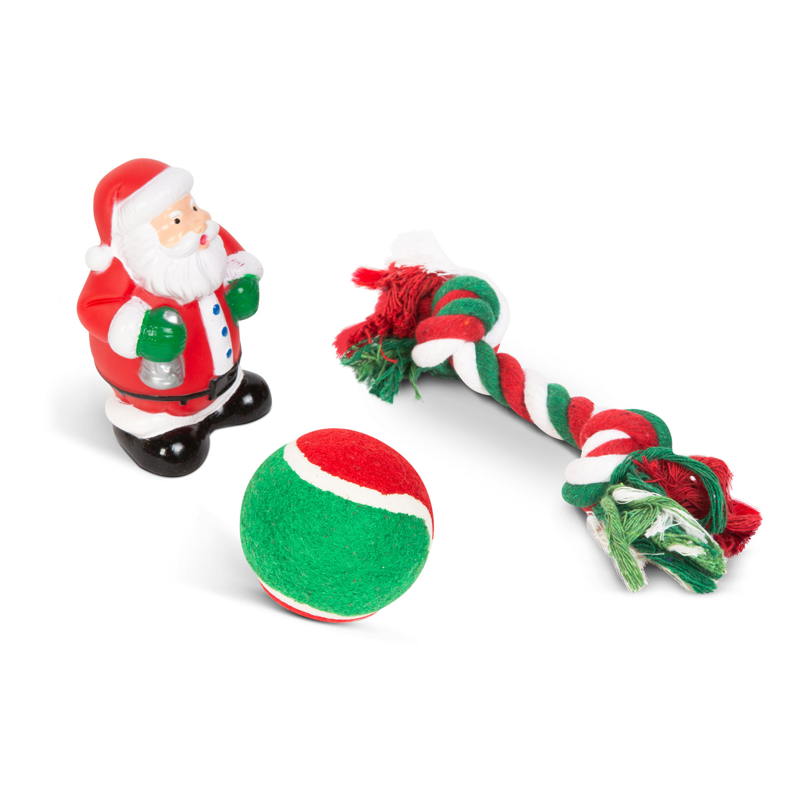 Set jucării căței - motive de Crăciun - frânghie, minge, jucărie Moș Crăciun thumb