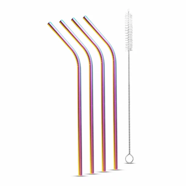 Set paie pentru băuturi - inox - titan curcubeu - 215 x 6 mm - 5 bucăți