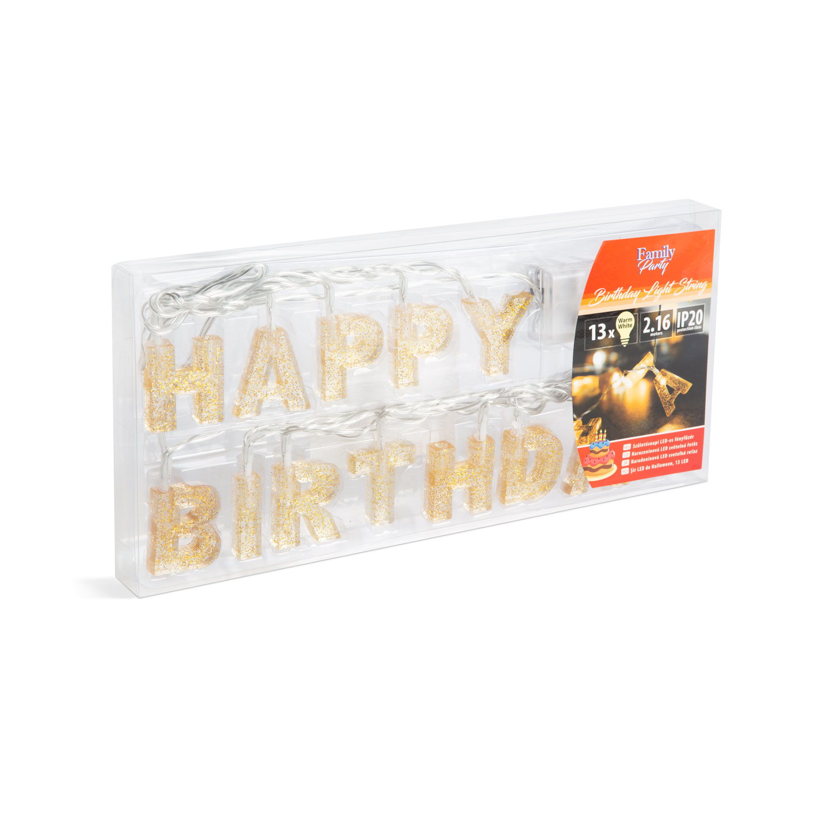 Șir de lumini LED pentru ziua de naștere - „La mulți ani” - 13 LED-uri - 2 x AA - 2 m thumb