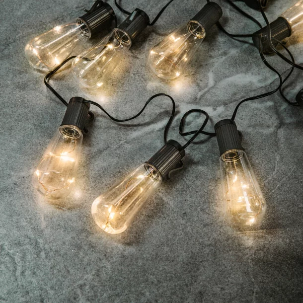 Șir lumini solare cu LED - model bec - 30 LED-uri - 180 cm