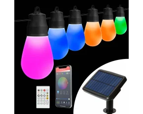 Șir lumini solare inteligente - LED RGBIC 30 buc - 13 m - bluetooth