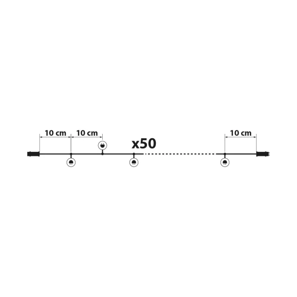 Șir luminos - 50 LEDuri - alb rece - alimentat de la rețea - 5 m - 8 programe