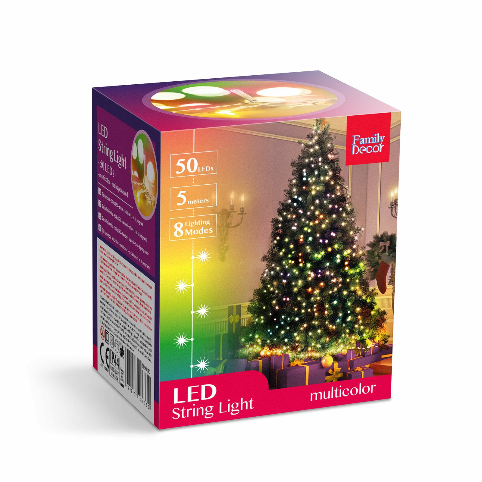 Șir luminos - 50 LEDuri colorate - alimentat de la rețea - 5 m - 8 programe thumb