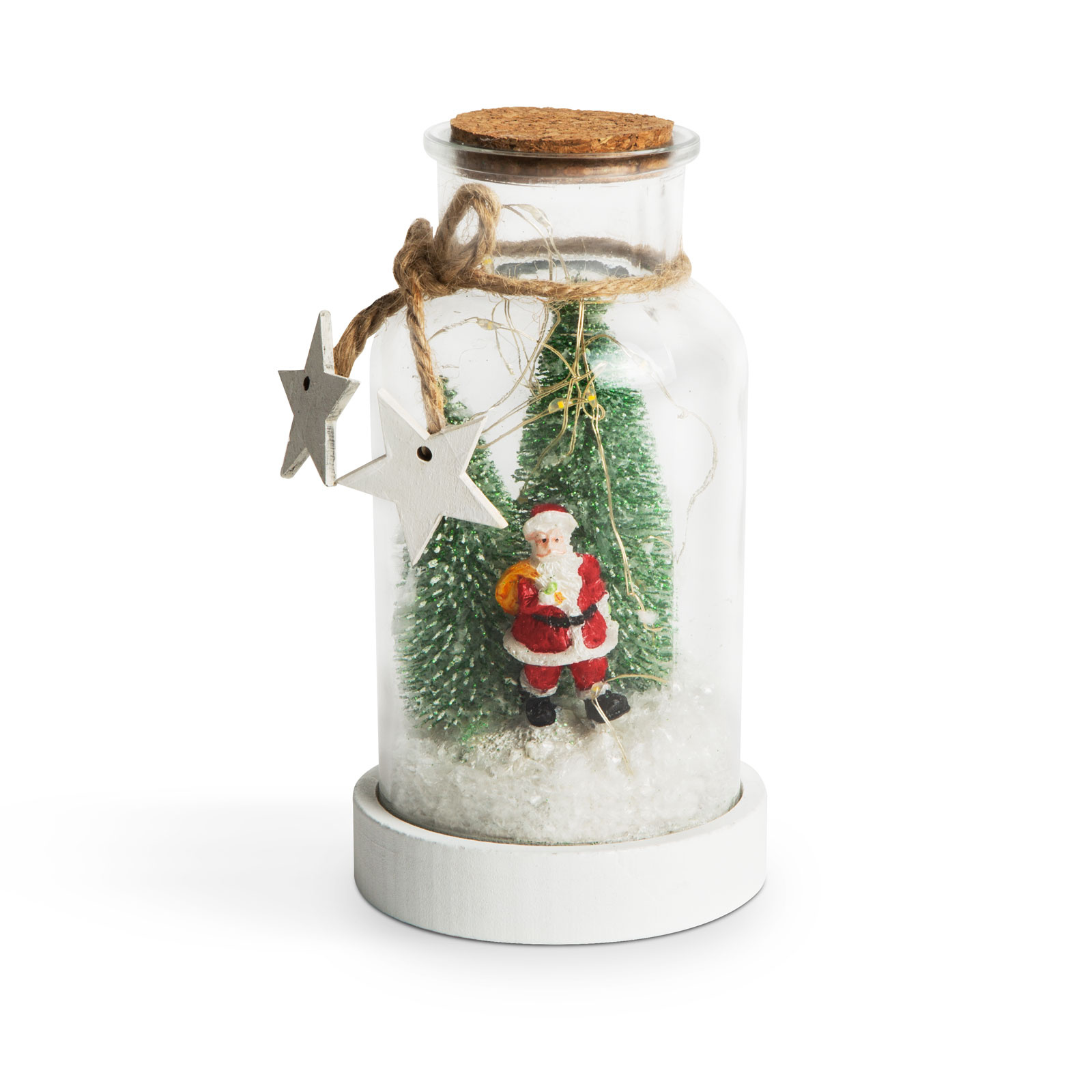 Sticlă decorativă de Crăciun cu LED - Moș Crăciun + brad thumb