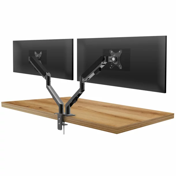 Suport pentru monitor și TV - braț dublu, telescopic - poate fi atașat de blat