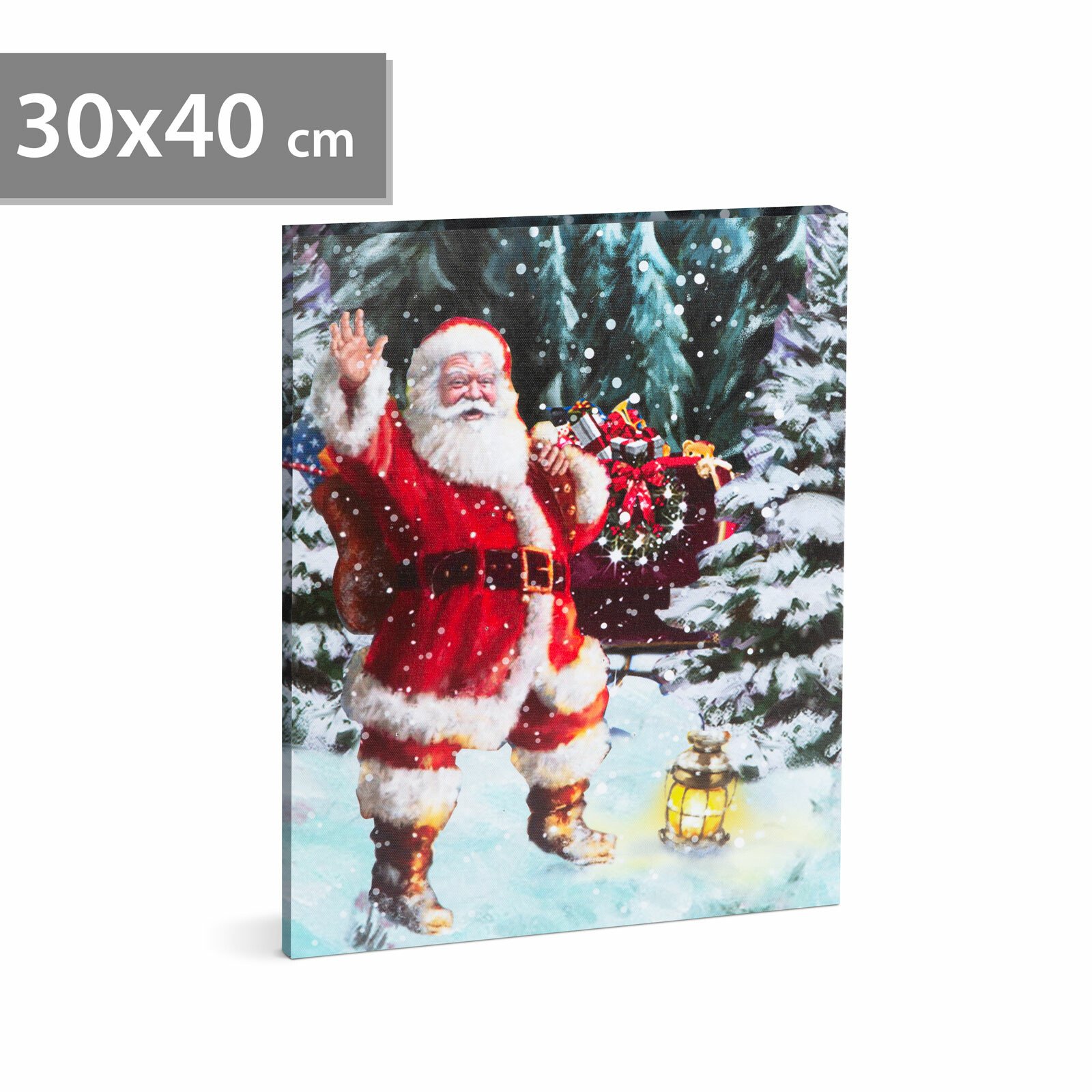 Tablou de Crăciun - LED - cu agățătoare, 2 baterii AA - 30 x 40 cm (58465) thumb