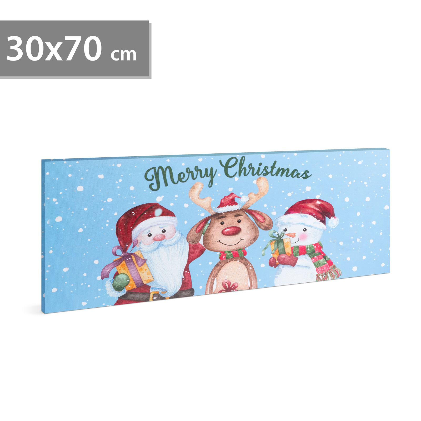 Tablou de Crăciun - LED - cu agățătoare, 2 baterii AA - 70 x 30 cm (58464) thumb