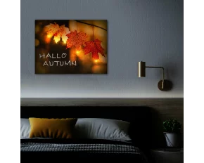 Tablou LED - &quot;Hello Autumn&quot; - 2 x AA, 40 x 30 cm