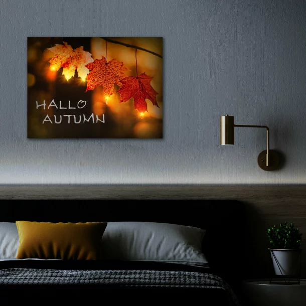 Tablou LED - &quot;Hello Autumn&quot; - 2 x AA, 40 x 30 cm