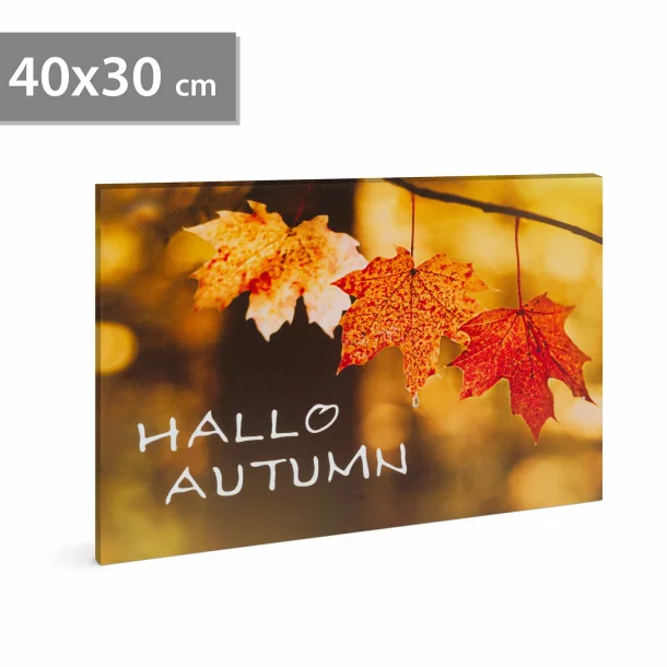 Tablou LED - &quot;Hello Autumn&quot; - 2 x AA, 40 x 30 cm