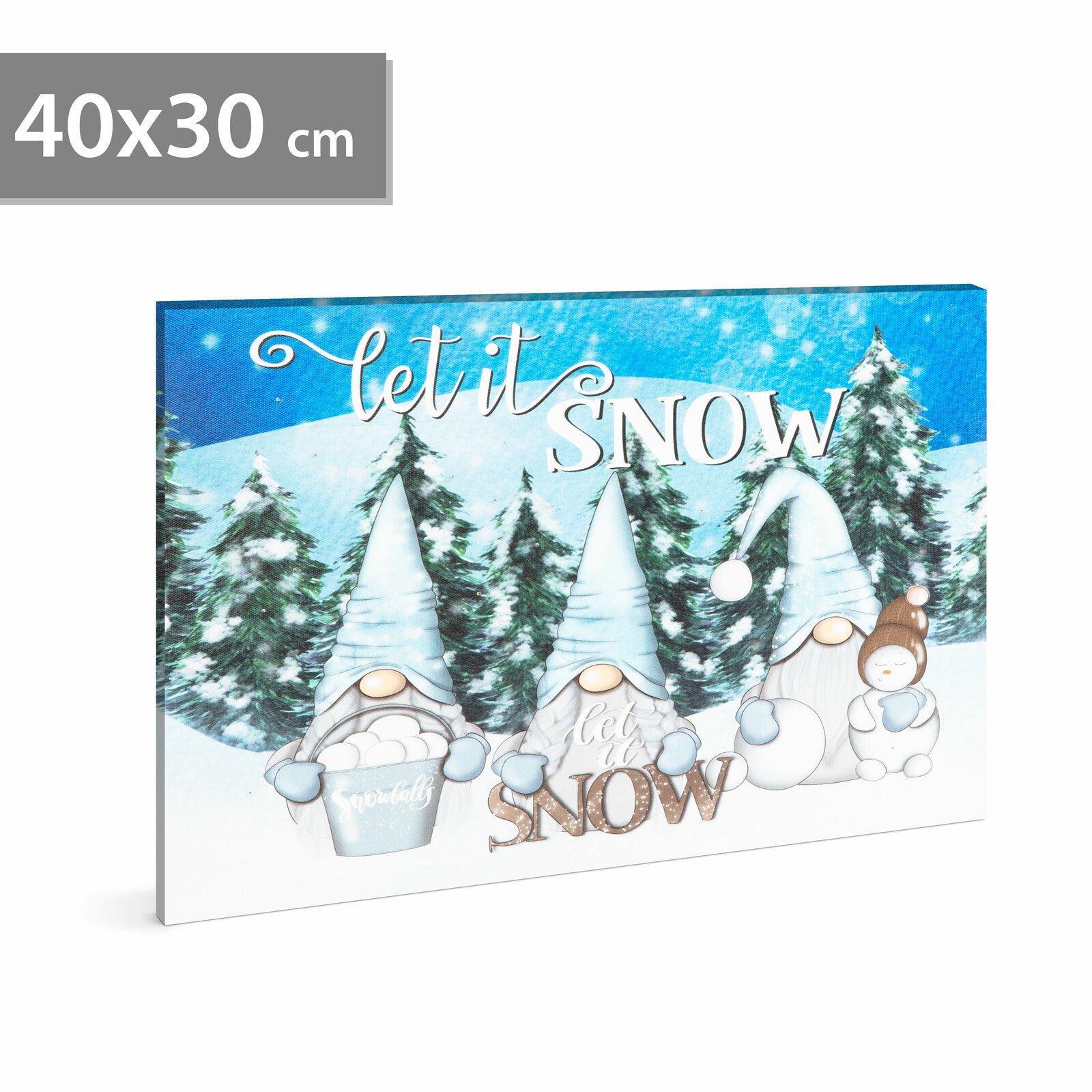 Tablou LED -  "Let it snow" - 2 baterii AA - 40 x 30 cm (58479) thumb