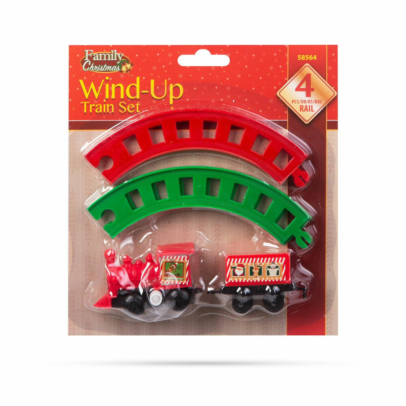 Tren de Crăciun - cu cheiță - roșu/verde - 20 cm thumb