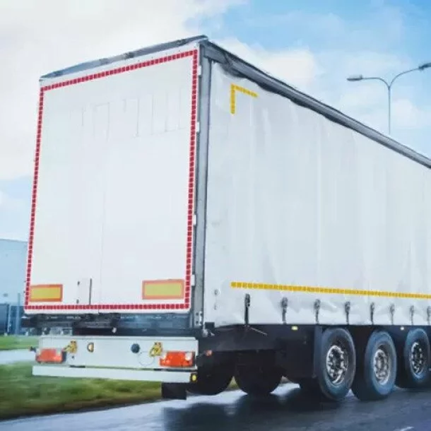 Folie contur camion reflectorizanta pentru prelata (Rola) 1buc - Rosu segmentat