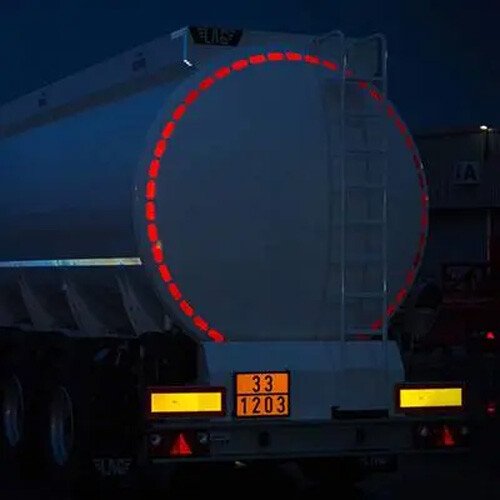 Folie contur camion reflectorizanta pentru prelata (Rola) 1buc - Rosu segmentat thumb