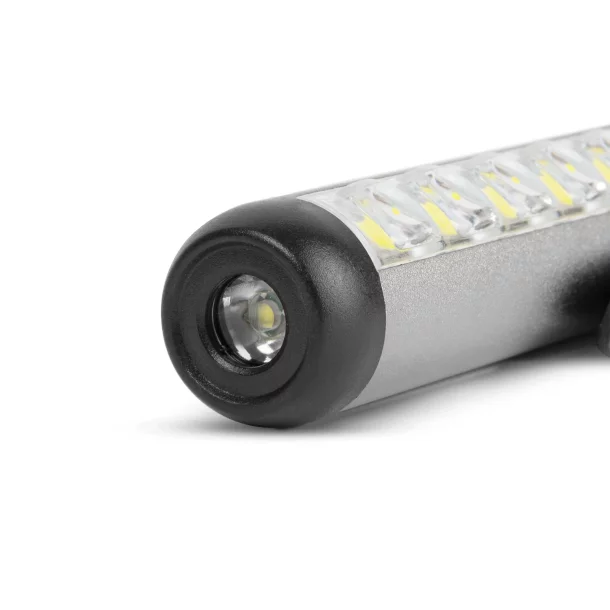 Lanternă LED - cu modul lumină de lucru - baterie de 400 mAh - XPE + LED SMD - 500 lm - IP55 - argintiu