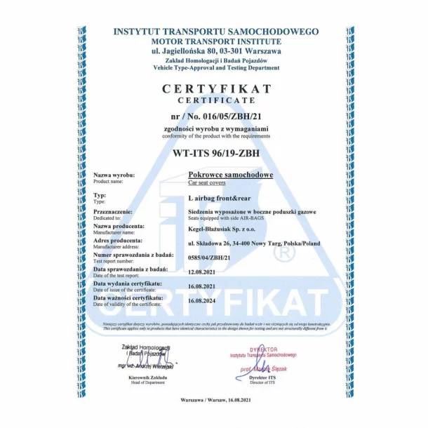 Huse scaun auto Stuttgart Super AirBag, set complet - Marimea L