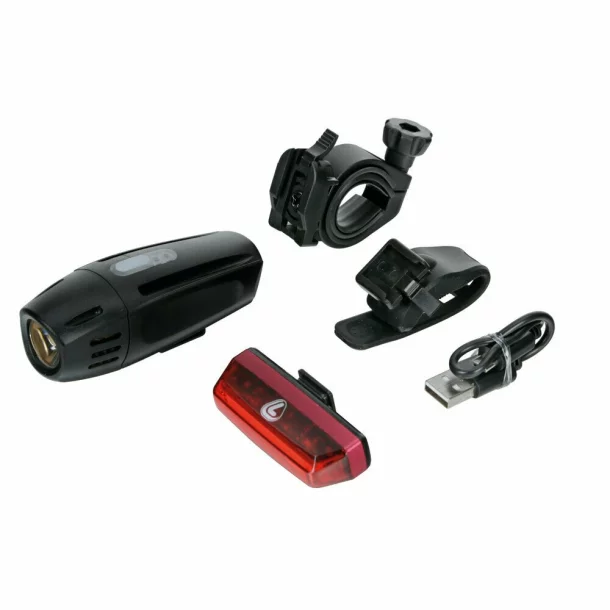 LED kerékpár lámpa készlet, első és hátsó, újratölthető, USB tápellátással