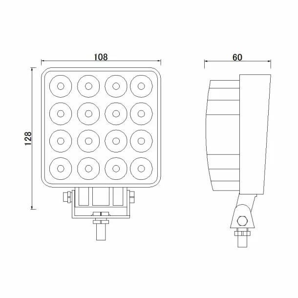 Kamar 16LED-es projektor fémből szögletes 12/24V