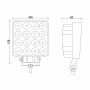 Kamar 16LED work lamp metal square 12/24V