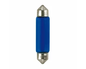 12V Blue Dyed Glass, festoon lamp - 11x44 mm - 10W - SV8,5-8 - 2 pcs - D/Blister
