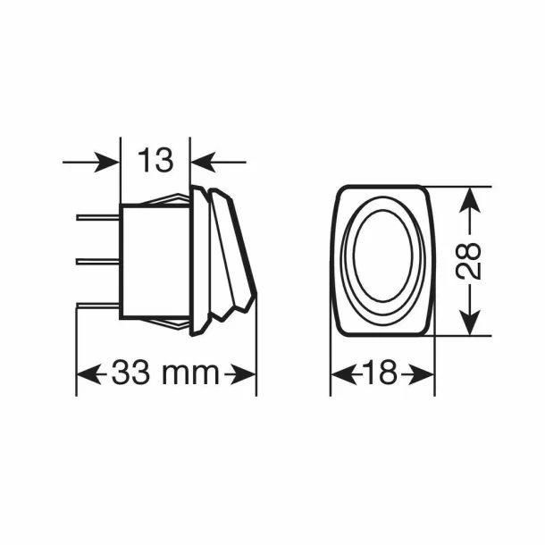 Micro waterproof rocker switch with Led light - 12/24V - Red