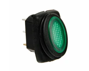 Intrerupator basculant impermeabil Micro, 12V/24V - 10A, lumina LED - Verde