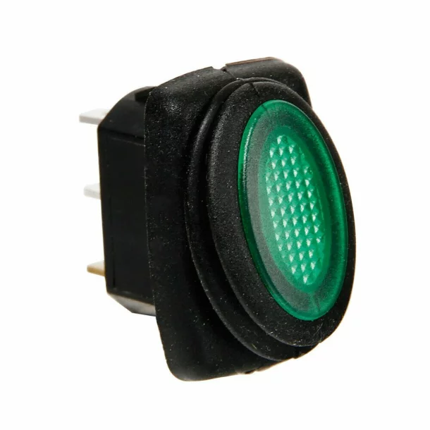Micro waterproof rocker switch with Led light - 12/24V - Green