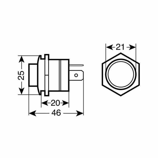 Button switch with Led light - 12/24V - Red