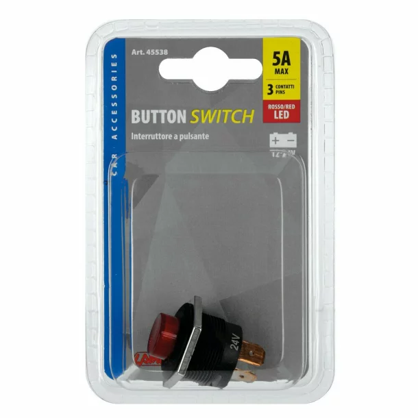 Button switch with Led light - 12/24V - Red