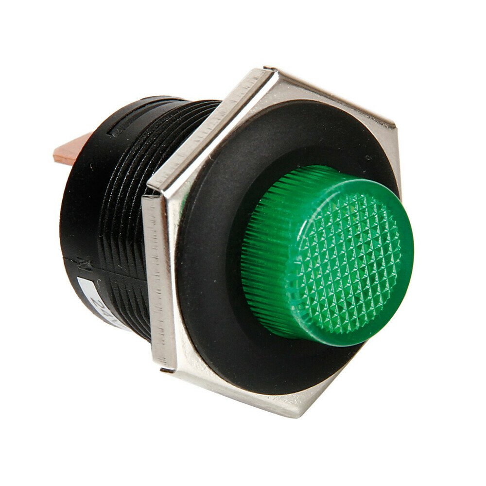 Button switch with Led light - 12/24V - Green thumb