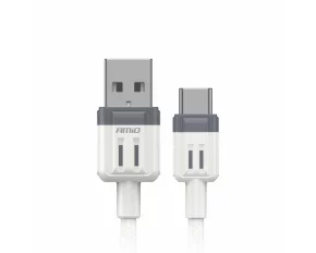 Cablu de date si incarcare USB la tip Type - C, 3A, 100cm, FullLINK Amio, Alb