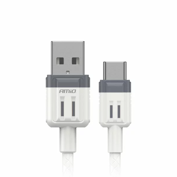 Cablu de date si incarcare USB la tip Type - C, 3A, 100cm, FullLINK Amio, Alb