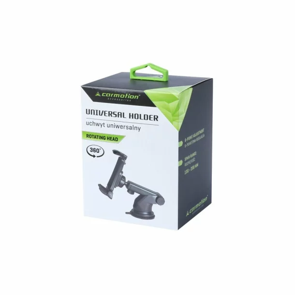 Suport telefon mobil cu ventuza, deschidere 100-200mm, cu ajustare in 6 puncte, Negru