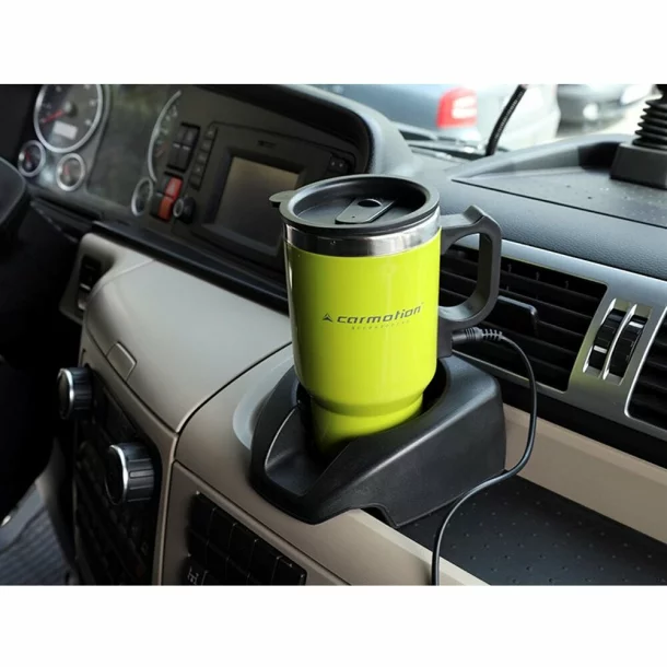 Cana termos cu incalzire Carmotion, 450ml, alimentare la bricheta auto 12V, Verde