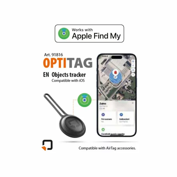 Opti Tag object locator, works with the Find My application from Apple