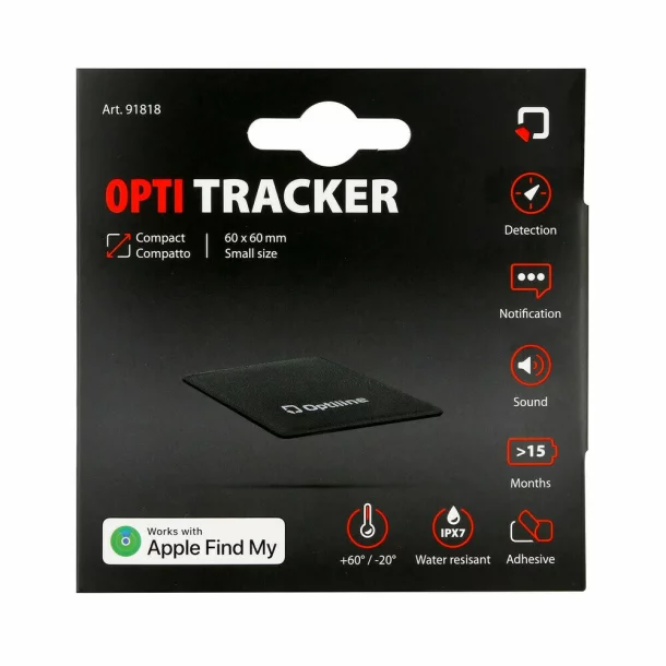 Localizator de obiecte Opti Tracker Compact, Ultra-subtire, cu adeziv, functionare prin aplicatia Find My de la Apple
